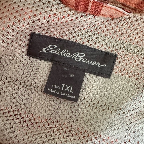 Eddie Bauer Mens Shirt XL Tall Orange Plaid Short Sleeve Performance Pocket Hike - Picture 10 of 11